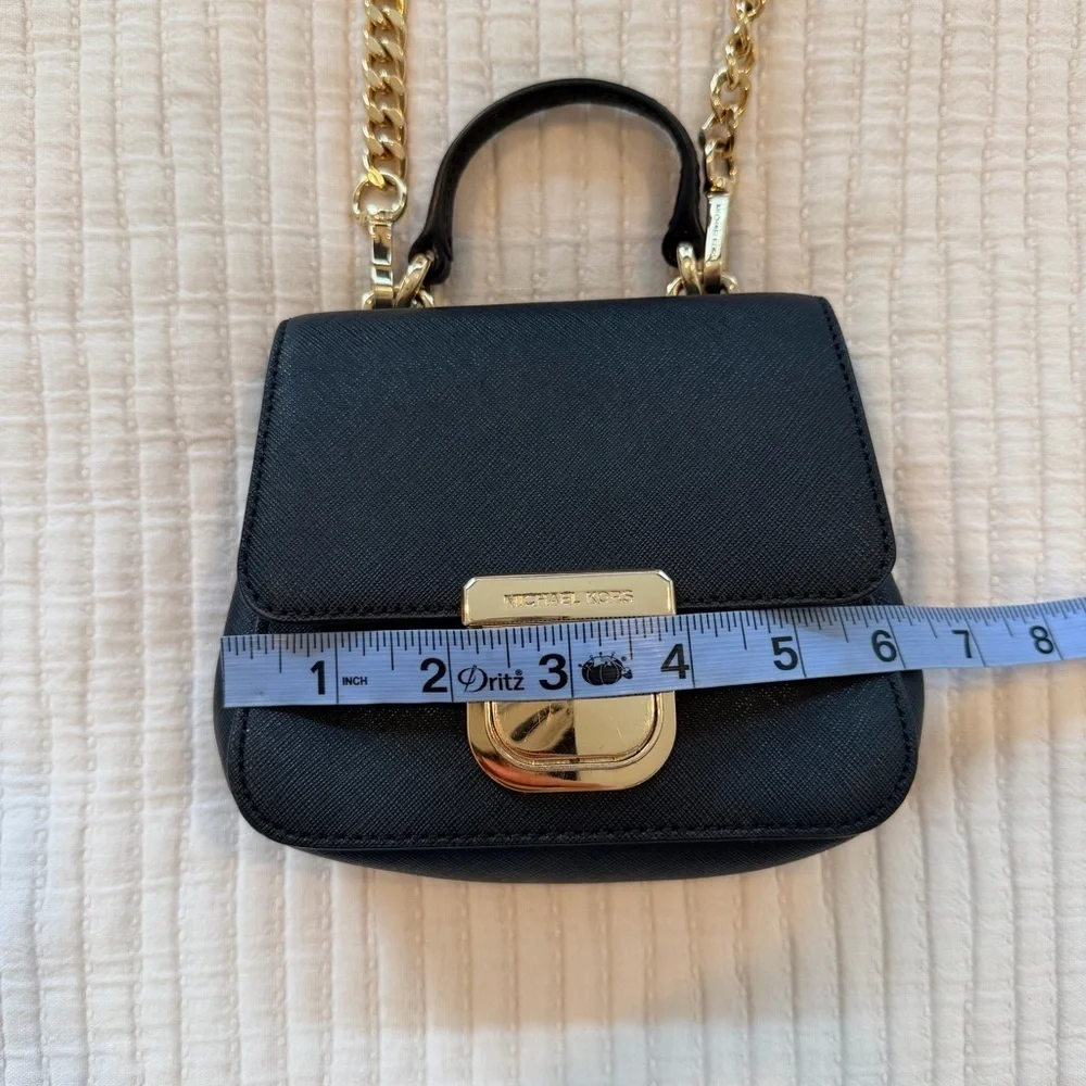 Michael Kors Black Saffiano Leather Bridgette Crossbody Mini Bag Removable Strap